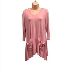 LOGO by Lori Goldstein QVC baby‎ pink blouse size M